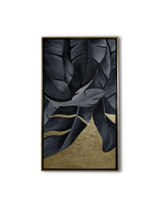 CUADRO LEAVES GRIS ORO
