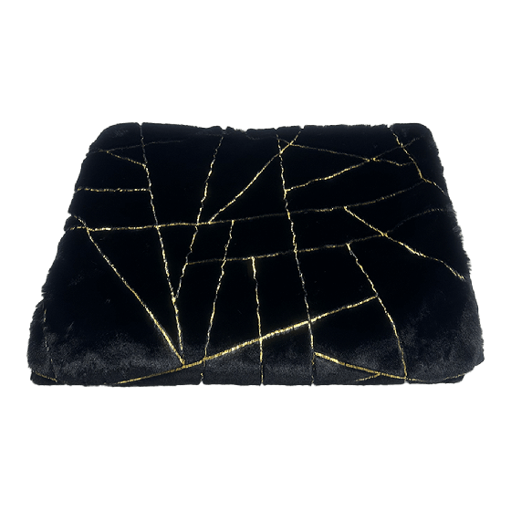 FRAZADA BOHO PELUZZO NEGRO GOLD